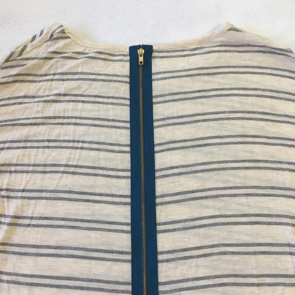 Pink Rose S long sleeve grey stripe zip back top - Picture 5 of 7